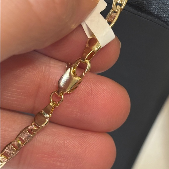 NEW 3.7mm Diamond Cut Valentino Chain Necklace 18k Yellow Gold Filled - Picture 4 of 5